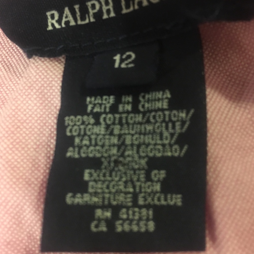 🎀 NWT Polo Ralph Lauren Girls Pink Cotton Poplin Shirt Dress Size 12 🌸 - Picture 4 of 4